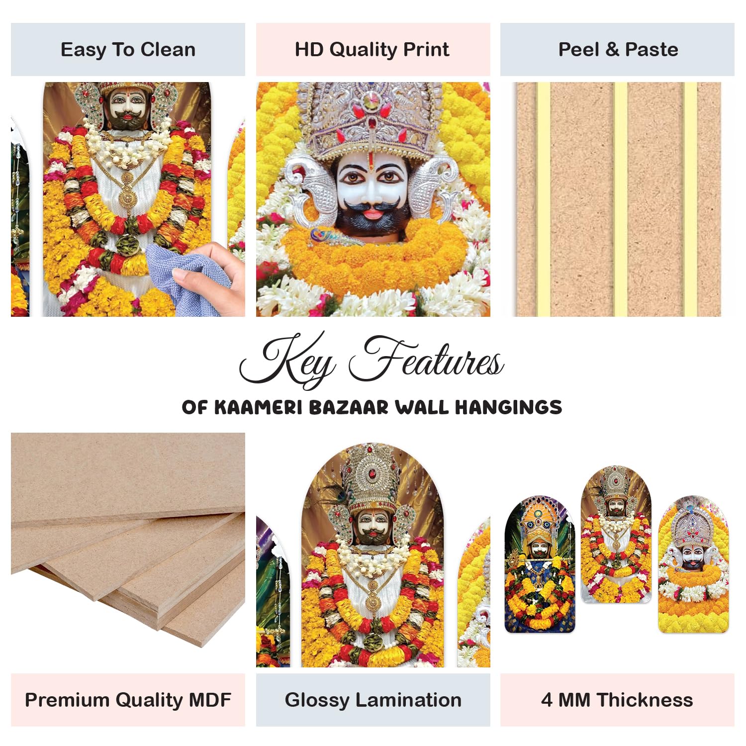 Hare Ka Sahara Baba Shyam Hamara Wall Hanging for Home, Living Room Divine Wall Art Set of 3 Pieces