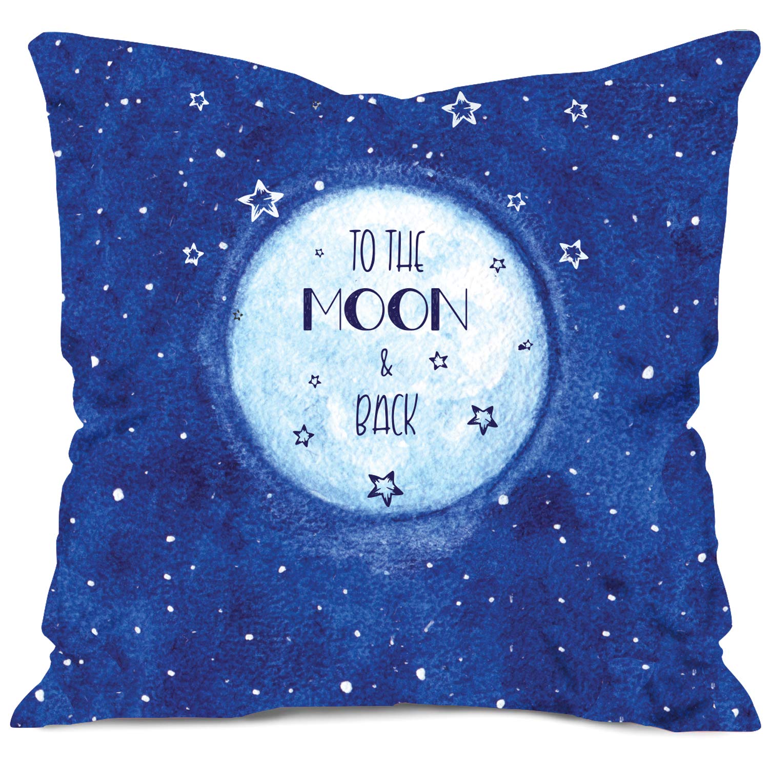 The Moon and Back Quote Pillow Cushion Cover with Filler 12x12 inches Birthday Gift for Hubby, Wife 