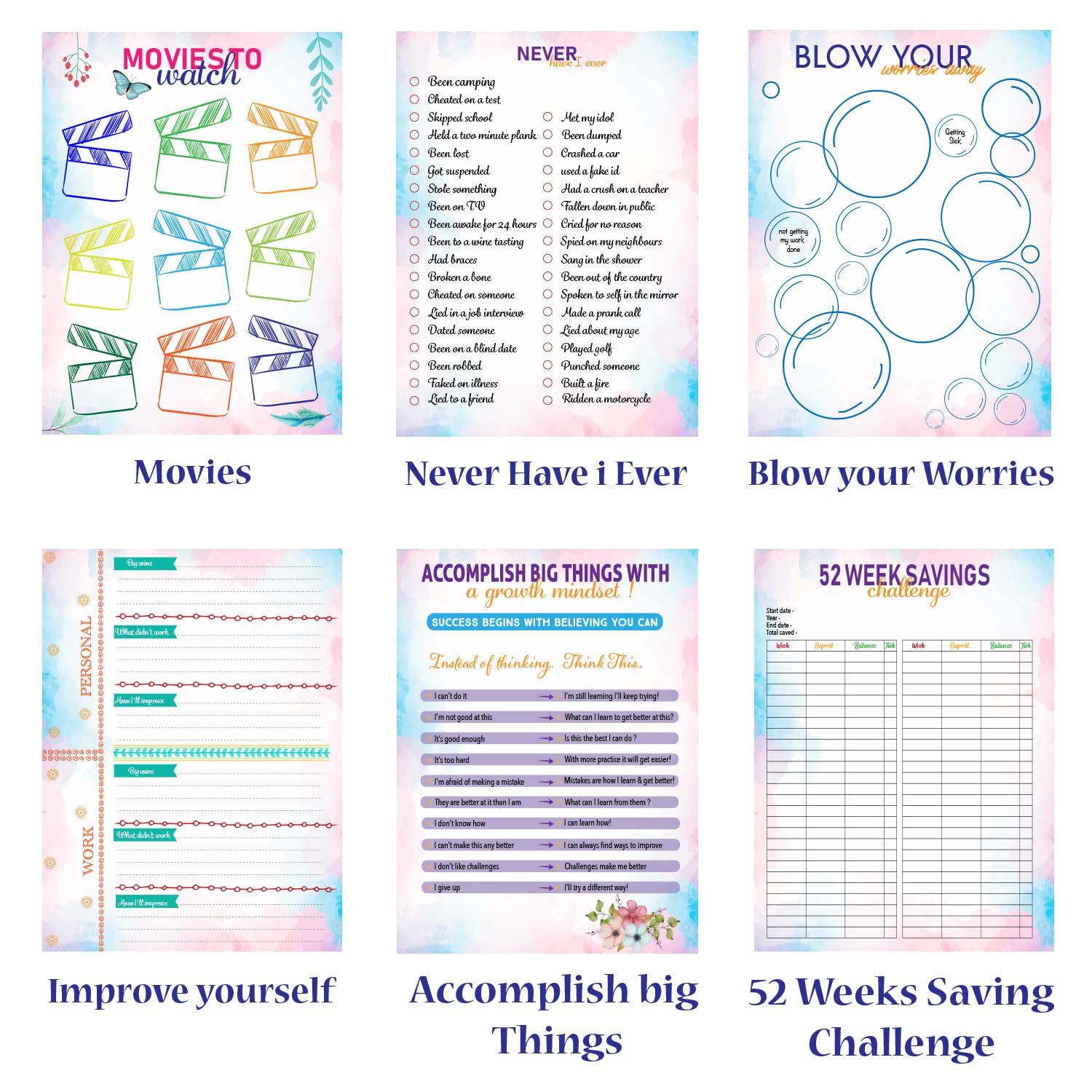 Grow Your Dreams Like Flowers Planner Kit Undated B5 Planner with Stickers, Bookmarks,Poster, Activi