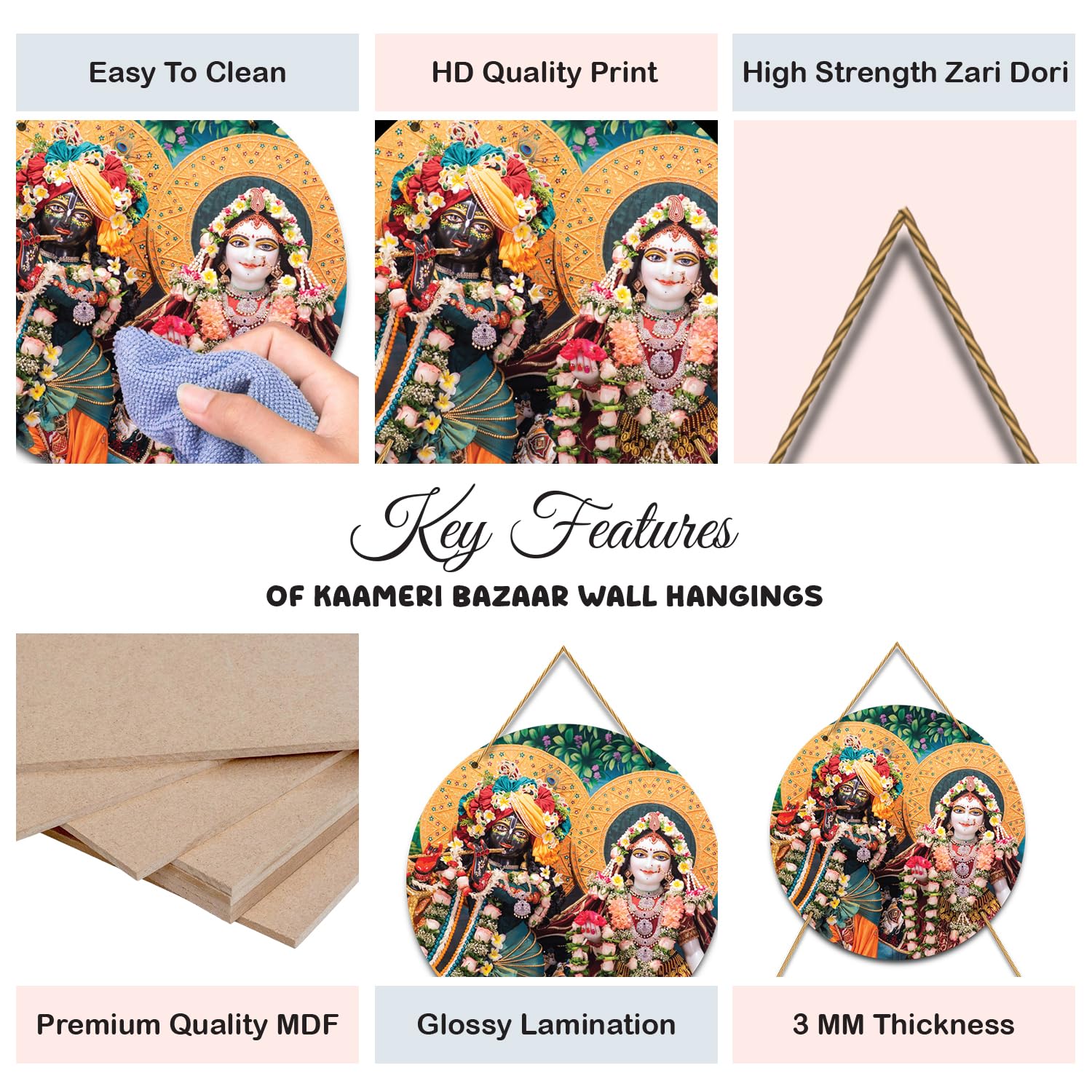 Radha Krishna Wall Hanging for Home Decoration-Govind Dham Decorative Item-Hare Krishna Hare Rama