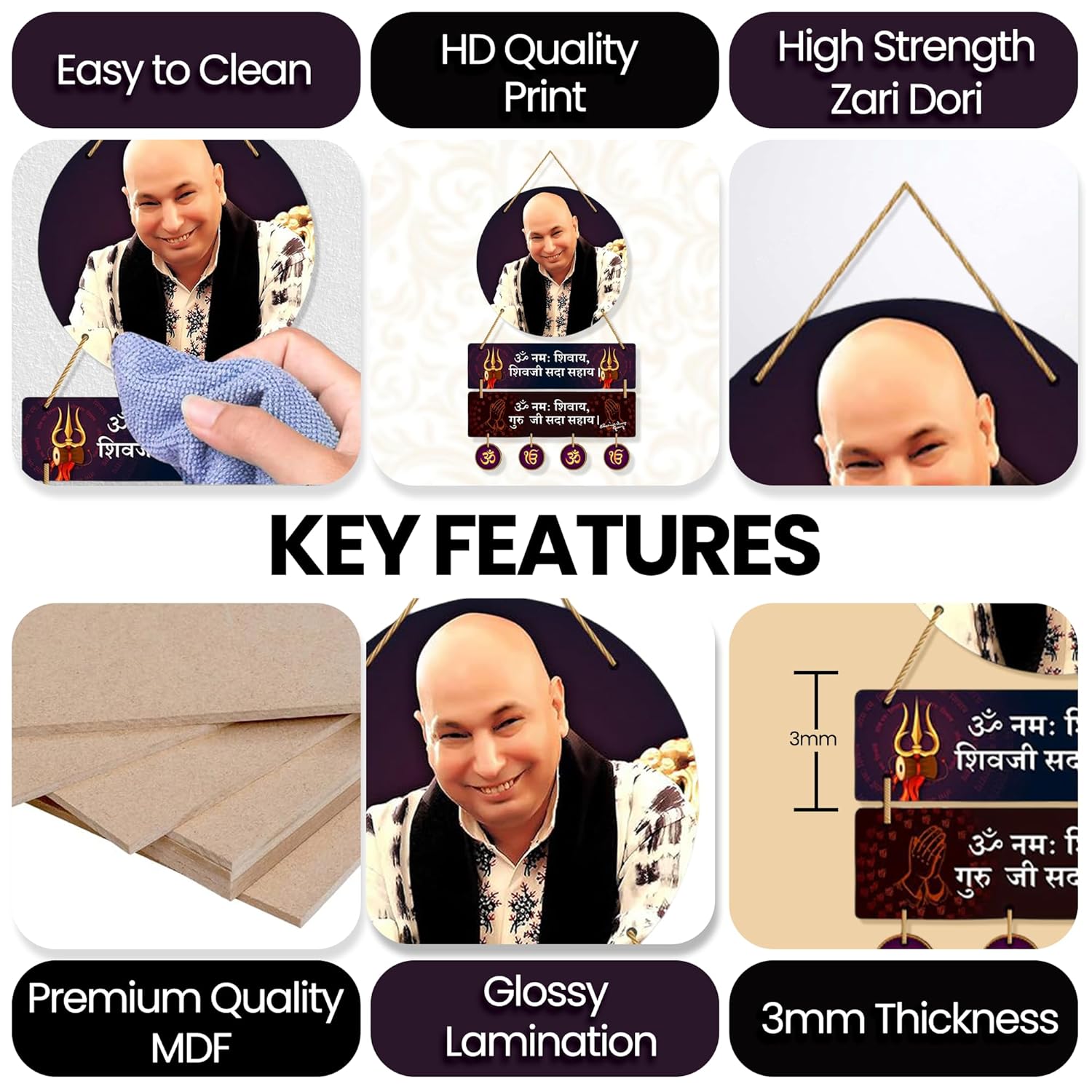 GURUJI_BLK Wooden Wall Hanging Decor  Artistic Wall Sculpture for Living Room  Home Decoration Items