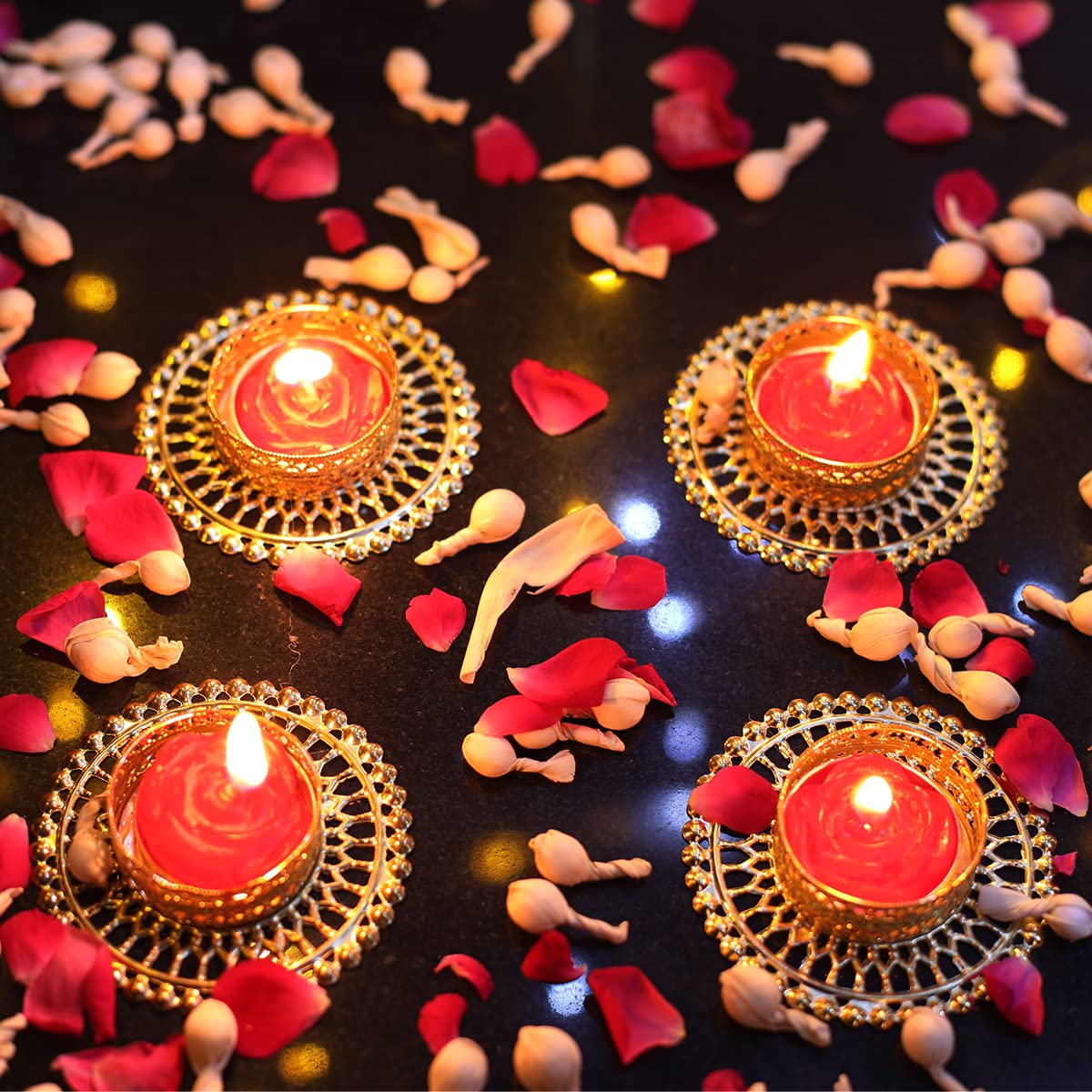 Decorative Bangle Plate Design Tealight Holder (PACK OF 4)