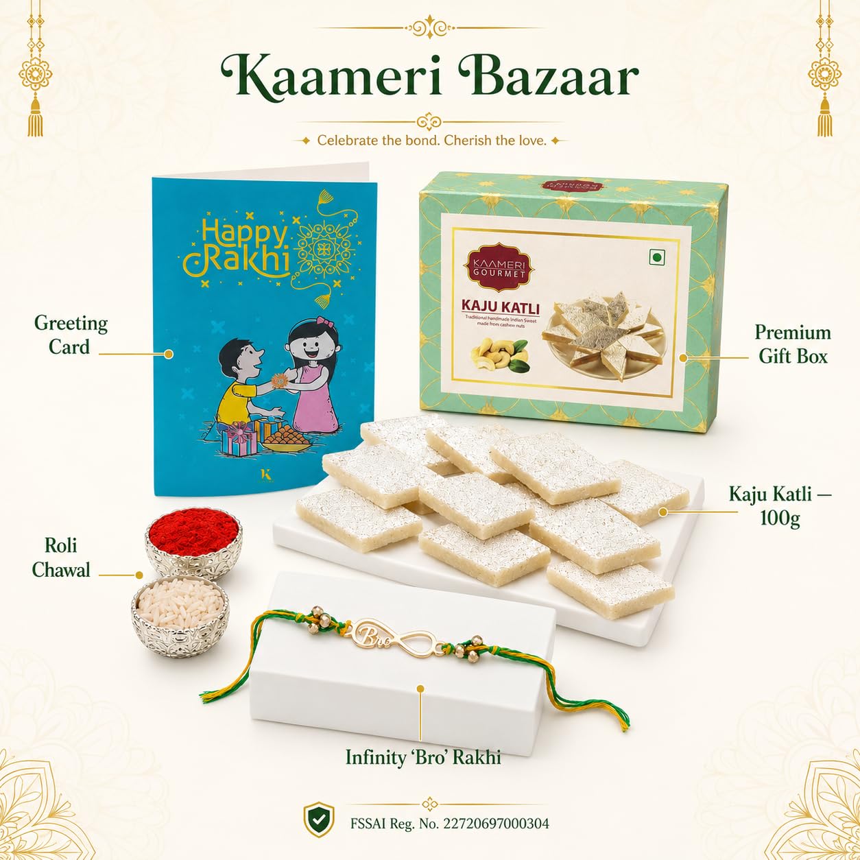 Kaju Katli 100g with Infinity Bro Rakhi
