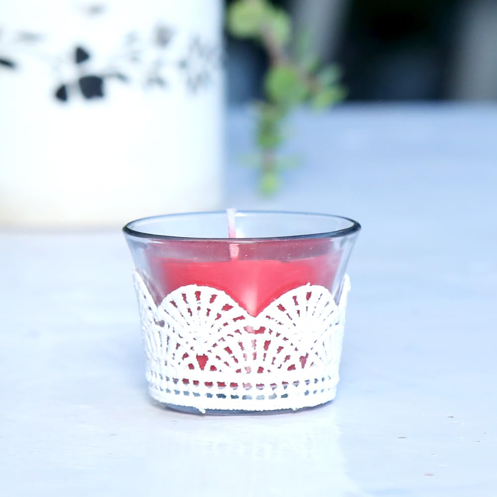 Floral Scented Butterpot Glass Votive Candle (MULTI-COLOR, PACK OF 6)