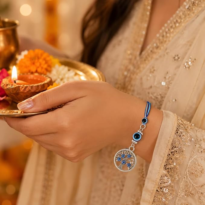 Protective Evil Eye Bhaiya Bhabhi Rakhis Set, Rakhi for Brother & Bhabhi