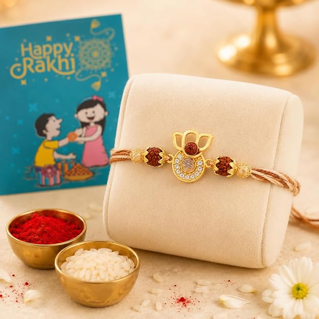 Auspicious Ganesha Rudraksha Rakhi for Brother