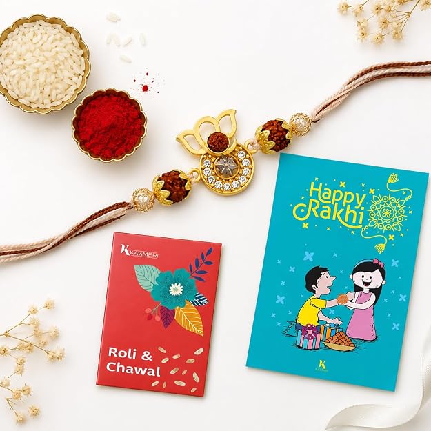 Auspicious Ganesha Rudraksha Rakhi for Brother