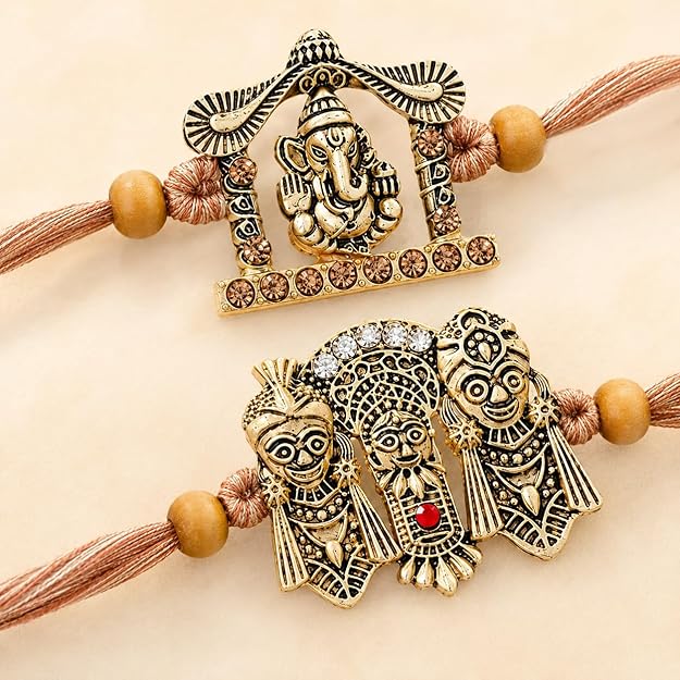 Lord Ganesha and Lord Jagannath Rakhi Set of 2 for Brother