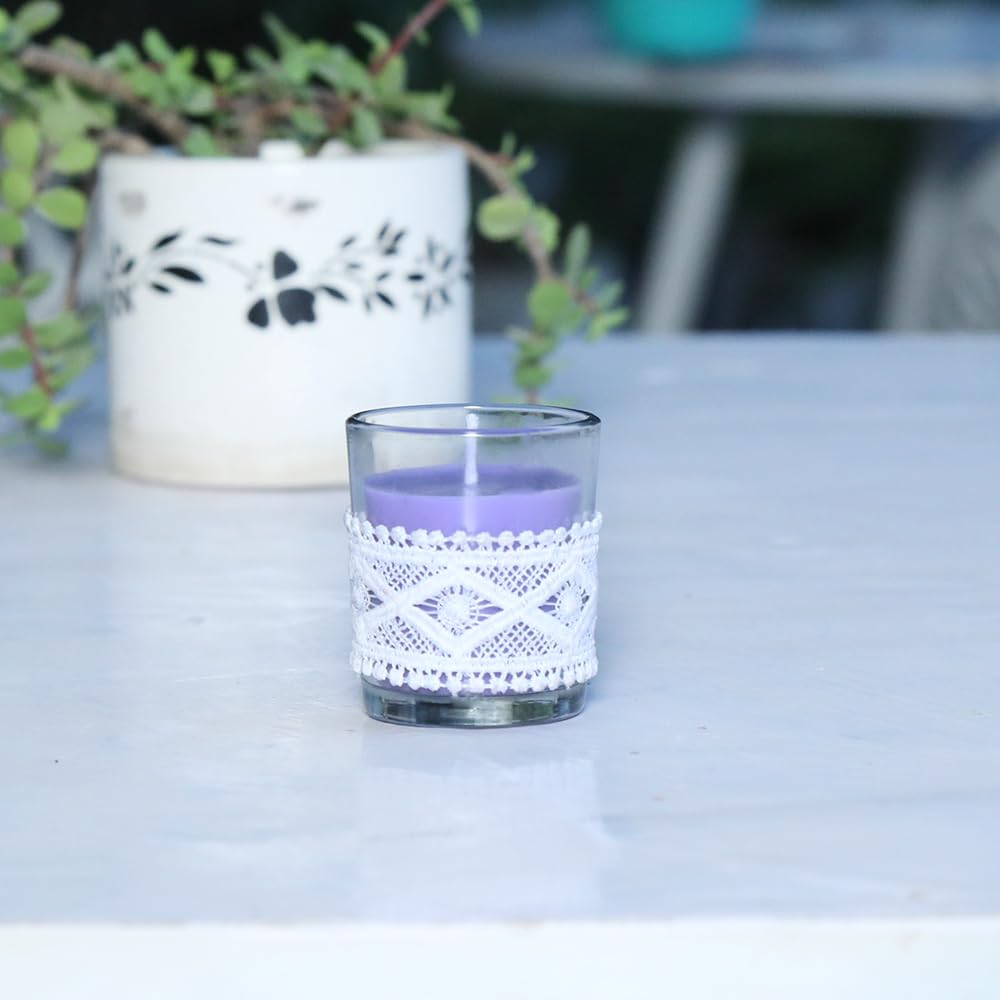 Floral Scented Glass Votive Candle (MULTI-COLOR, PACK OF 6)