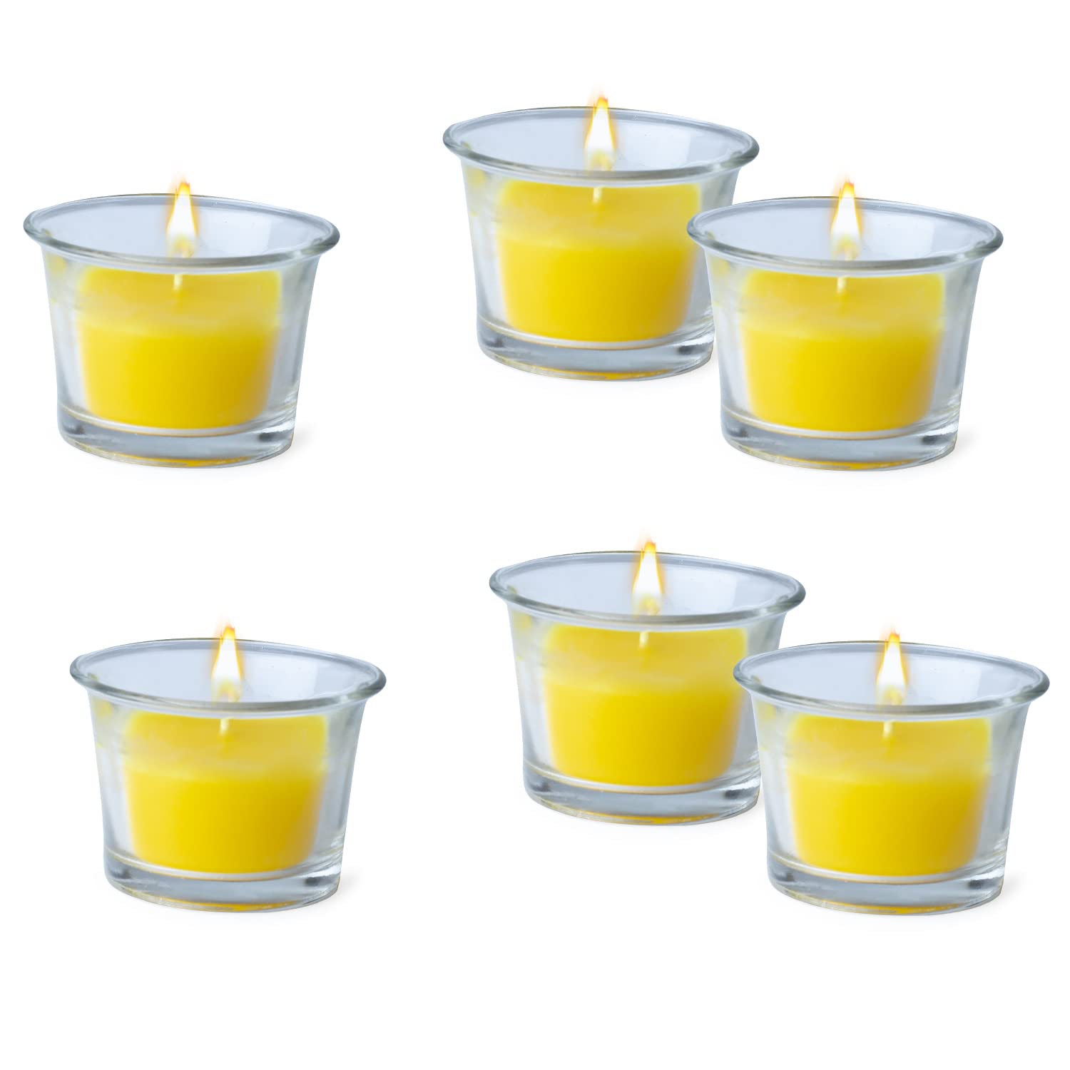 Floral Scented Lemongrass Fragrance Butterpot Glass Votive Candle (YELLOW, PACK OF 6)