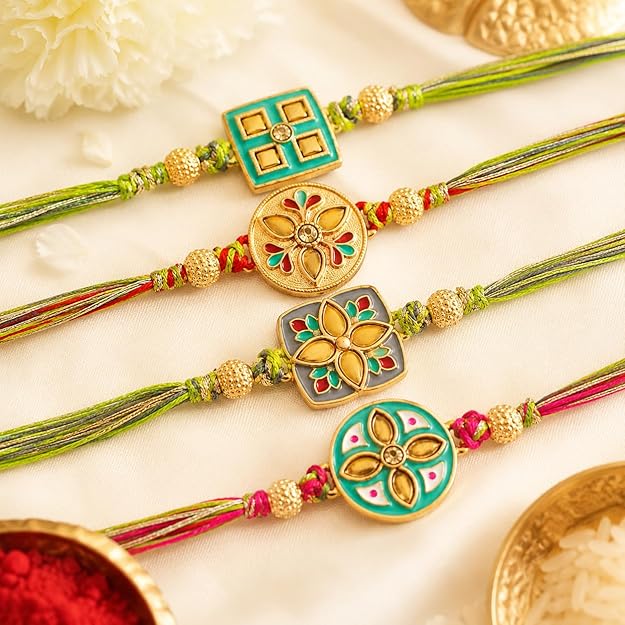 Graceful Meena Work Rakhi Set of 4 for Brother