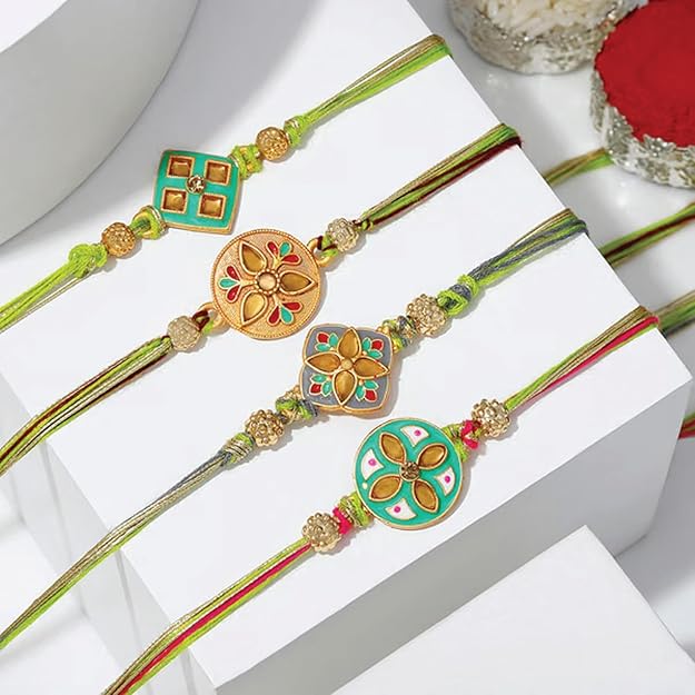 Graceful Meena Work Rakhi Set of 4 for Brother