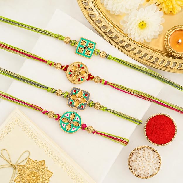 Graceful Meena Work Rakhi Set of 4 for Brother
