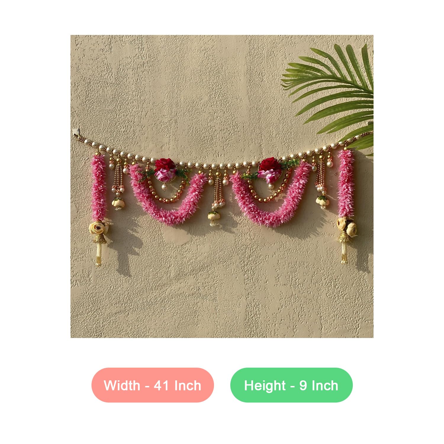 Handmade Toran for Main Door Entrance Decorative Door Hanging (Pink, 41 Inch)