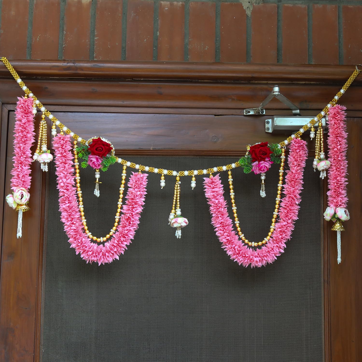 Handmade Toran for Main Door Entrance Decorative Door Hanging (Pink, 41 Inch)