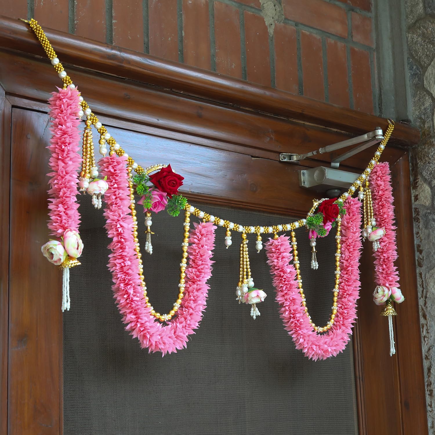 Handmade Toran for Main Door Entrance Decorative Door Hanging (Pink, 41 Inch)