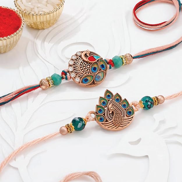 Peacock Meena Rakhi Set of 2 for Brother
