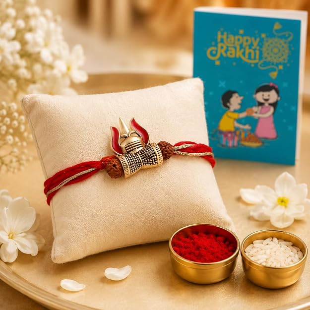 Spiritual Rudraksh Trishul Rakhi for Brother