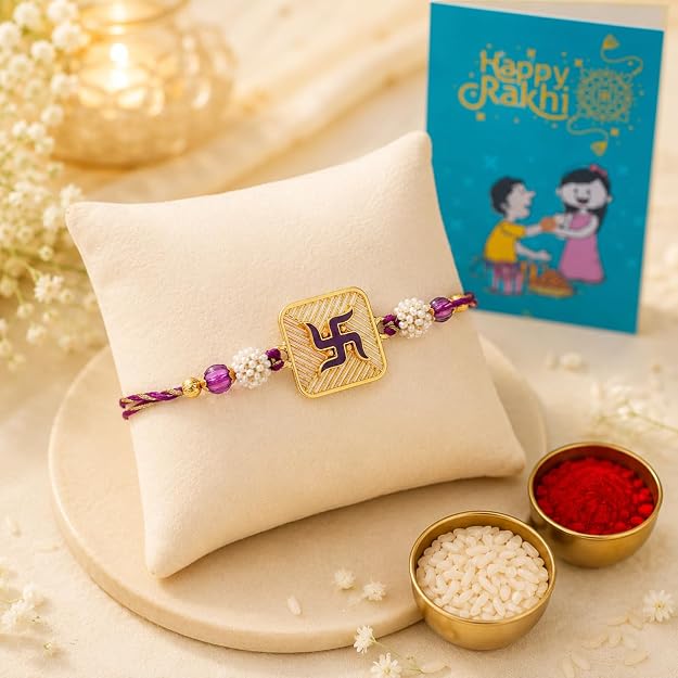 Swastik Meenakari Rakhi for Brother