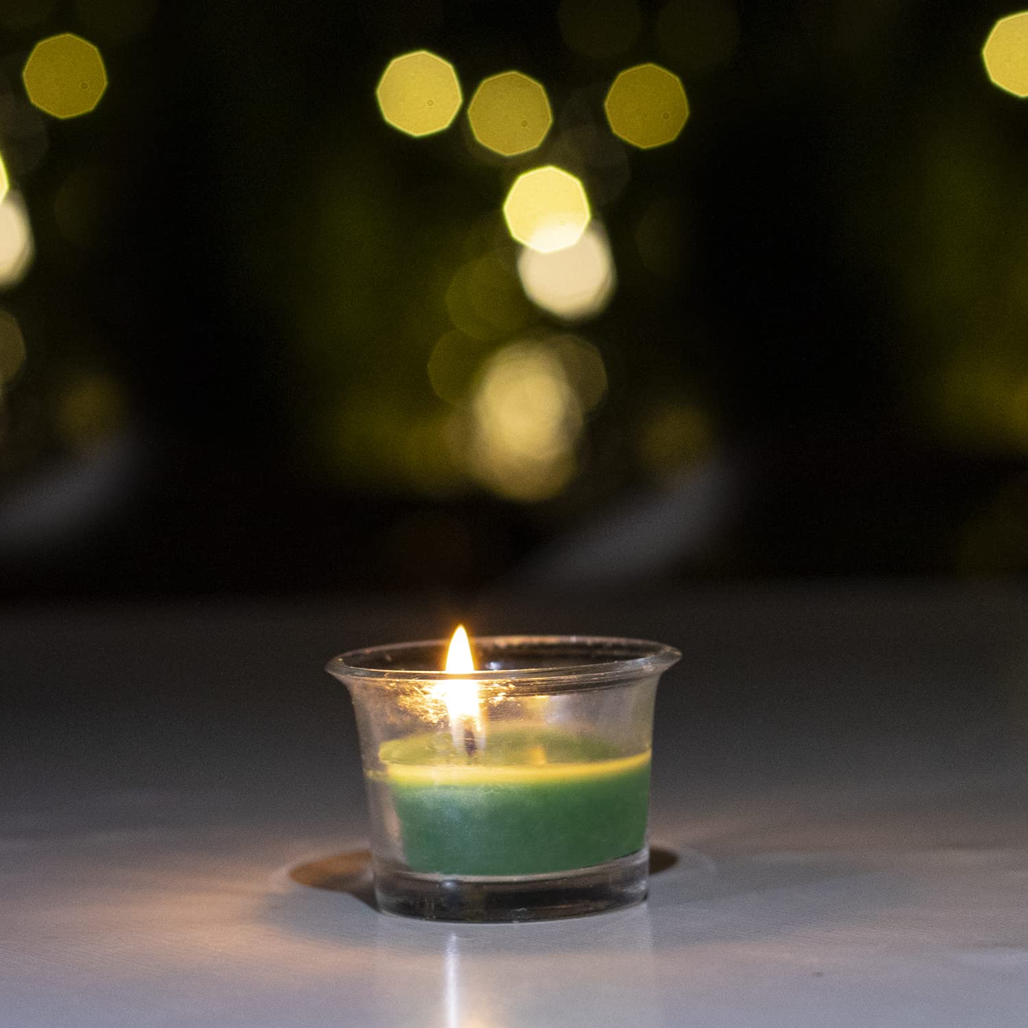 Floral Scented Tea Tree Fragrance Butter pot Glass Votive Candle (GREEN, PACK OF 6)