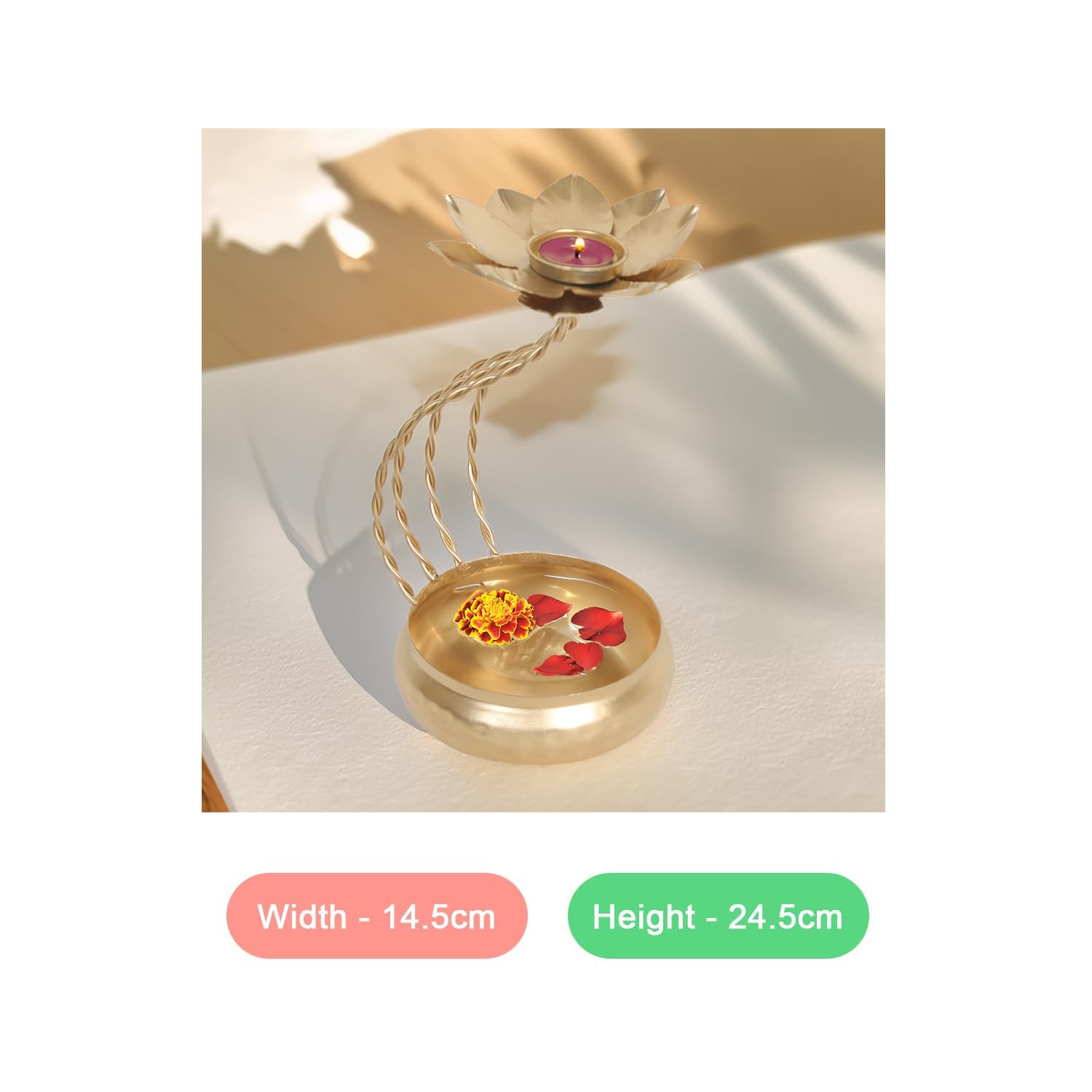 Flower Shape Scented Diya Decorative Urli Diwali Decoration Item (Rose Fragrance)